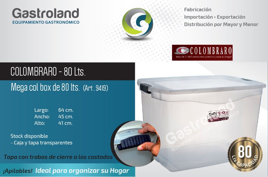 Caja De Plástico 80 Lts Apilable Organizadora Colombraro ARGENSHOP Caja De Plástico 80 Lts Apilable Organizadora Colombraro ARGENSHOP
